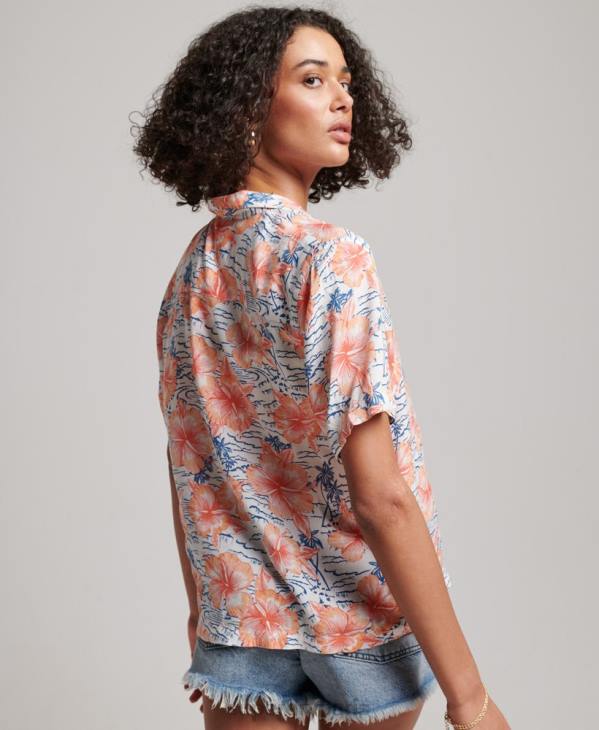 Superdry femmes chemise de station balnéaire D64Z2914 vêtements marine