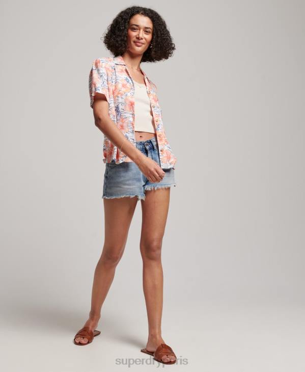 Superdry femmes chemise de station balnéaire D64Z2914 vêtements marine