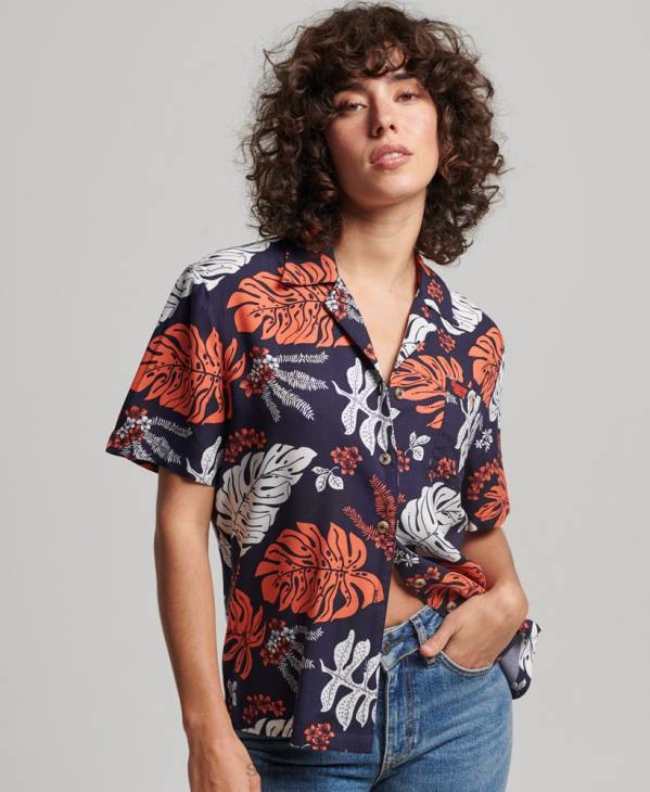 Superdry femmes chemise de station balnéaire D64Z2934 vêtements marine