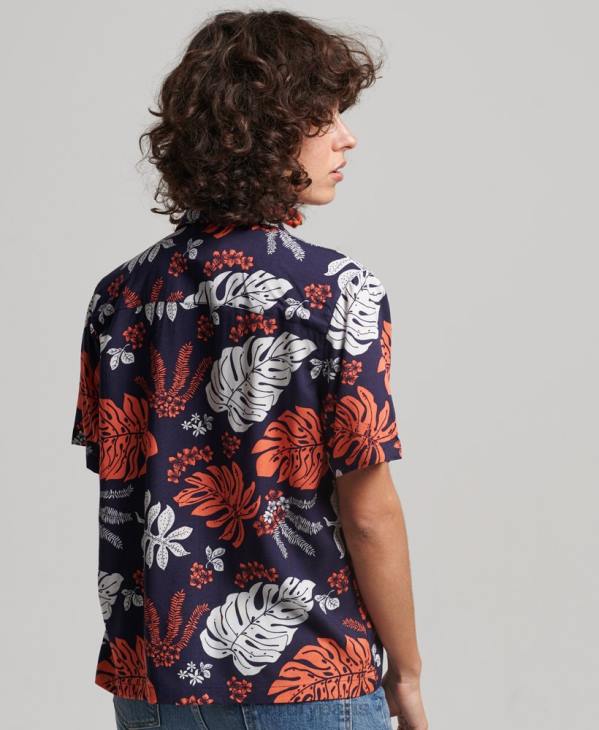 Superdry femmes chemise de station balnéaire D64Z2934 vêtements marine