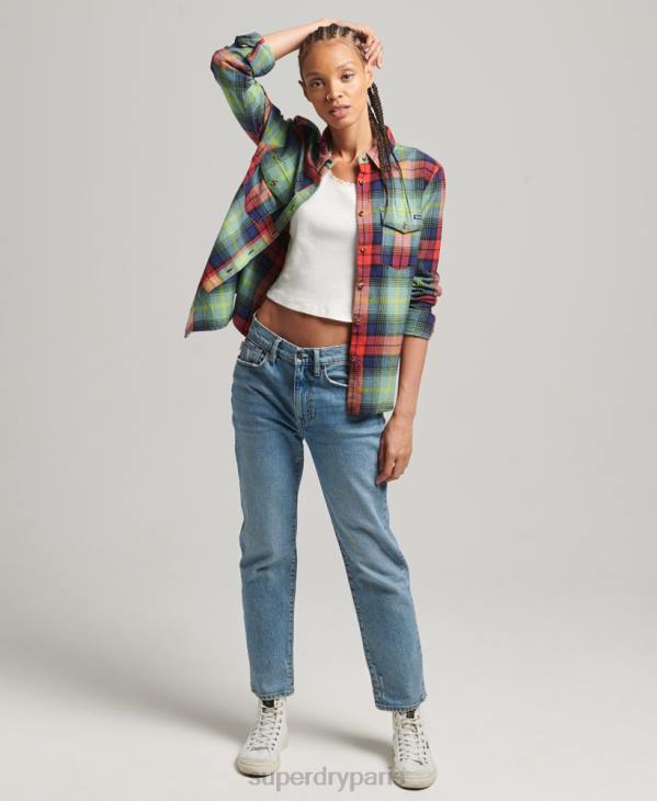 Superdry femmes chemise en flanelle de coton bio à carreaux D64Z3042 vêtements vert