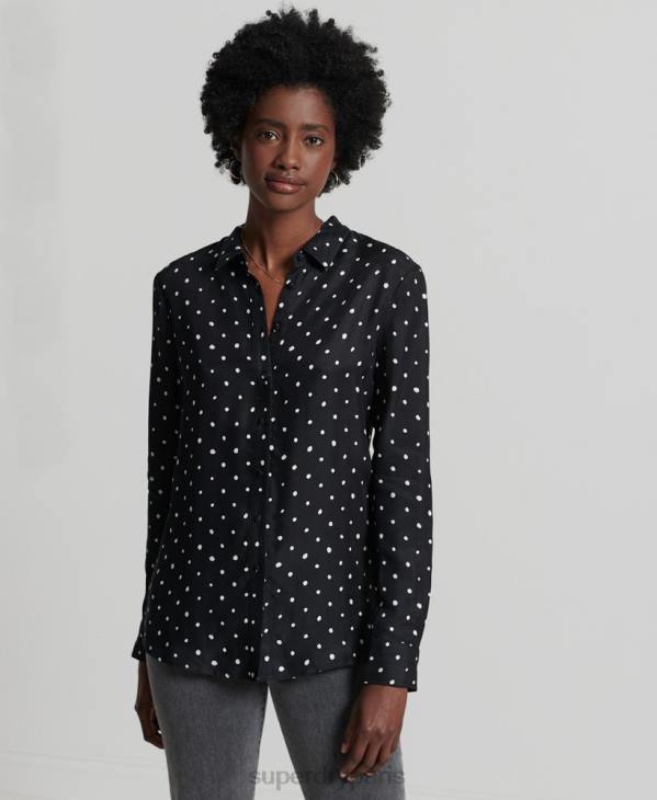 Superdry femmes chemise à manches longues D64Z6764 vêtements noir