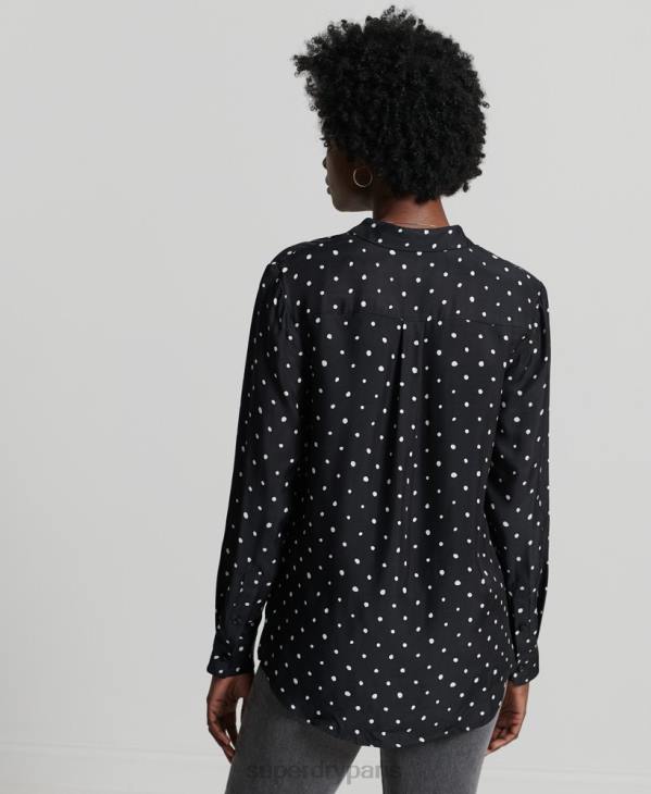 Superdry femmes chemise à manches longues D64Z6764 vêtements noir