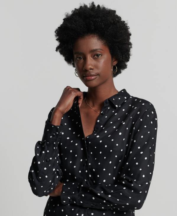 Superdry femmes chemise à manches longues D64Z6764 vêtements noir