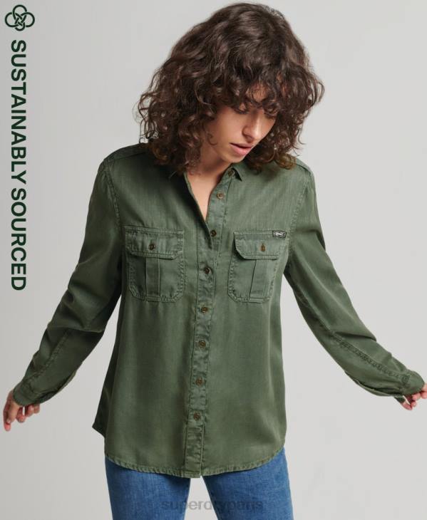 Superdry femmes chemise militaire D64Z2884 vêtements vert