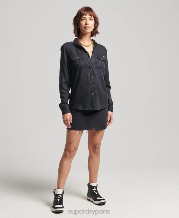 Superdry femmes chemise militaire D64Z3004 vêtements brun