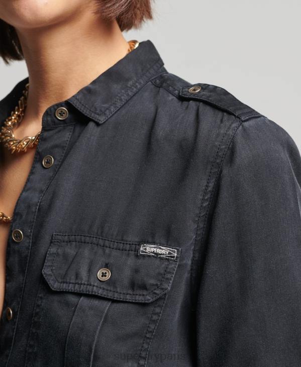 Superdry femmes chemise militaire D64Z3004 vêtements brun