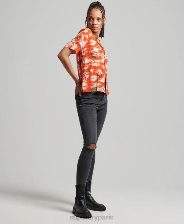 Superdry femmes chemise à révérence vintage D64Z3012 vêtements rouge
