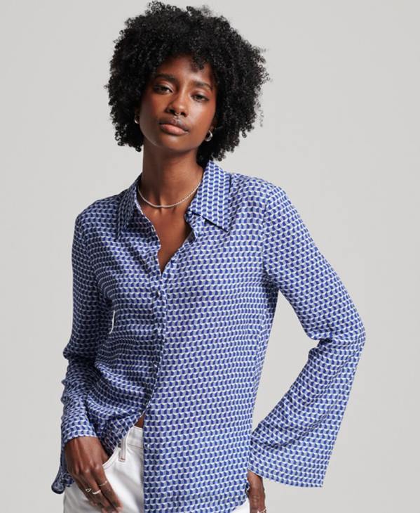 Superdry femmes chemise studios seventies D64Z2935 vêtements marine