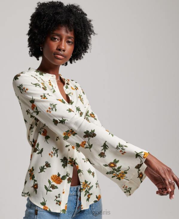 Superdry femmes chemise studios seventies D64Z2988 vêtements blanc