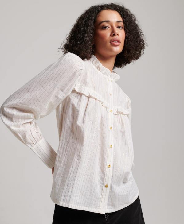 Superdry femmes chemisier haut de gamme D64Z2195 vêtements blanc
