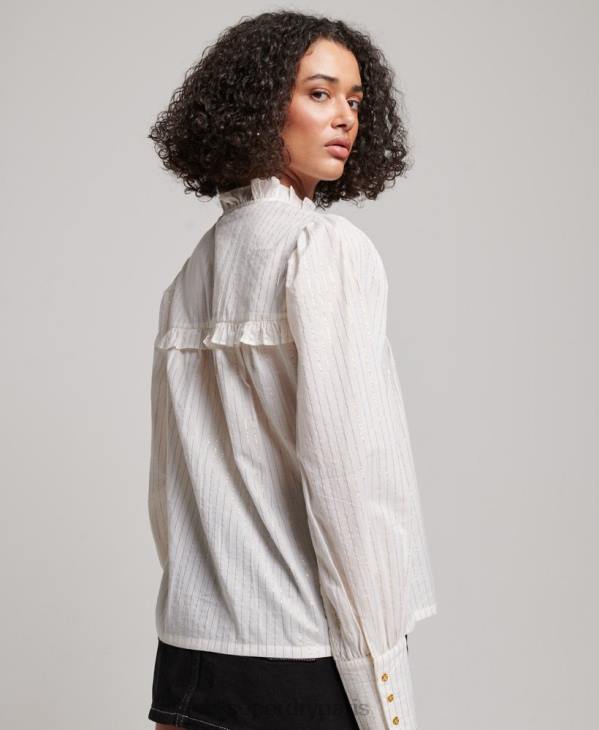 Superdry femmes chemisier haut de gamme D64Z2195 vêtements blanc
