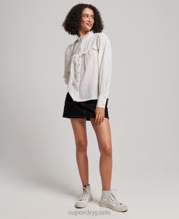 Superdry femmes chemisier haut de gamme D64Z2195 vêtements blanc