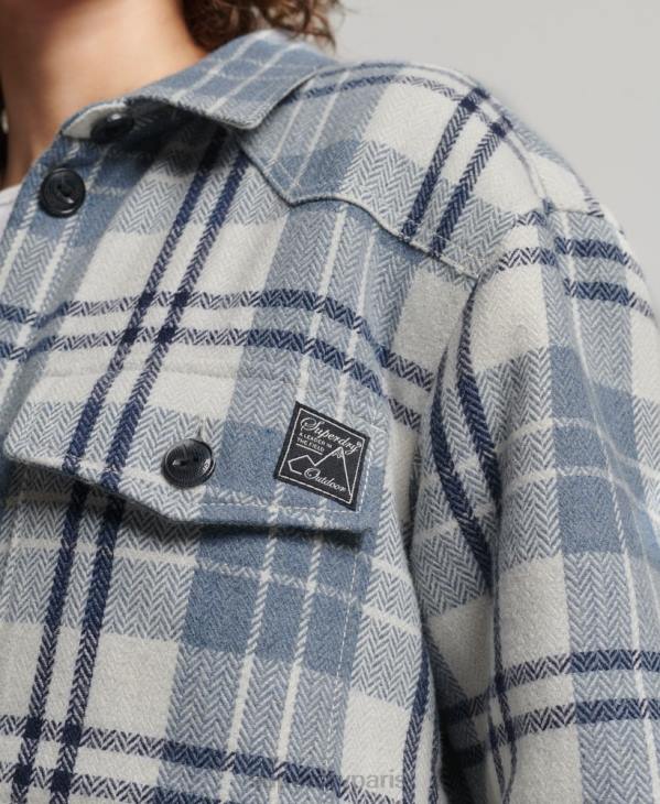 Superdry femmes surchemise à carreaux en flanelle borg D64Z2898 vêtements bleu