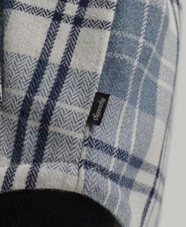 Superdry femmes surchemise à carreaux en flanelle borg D64Z2898 vêtements bleu