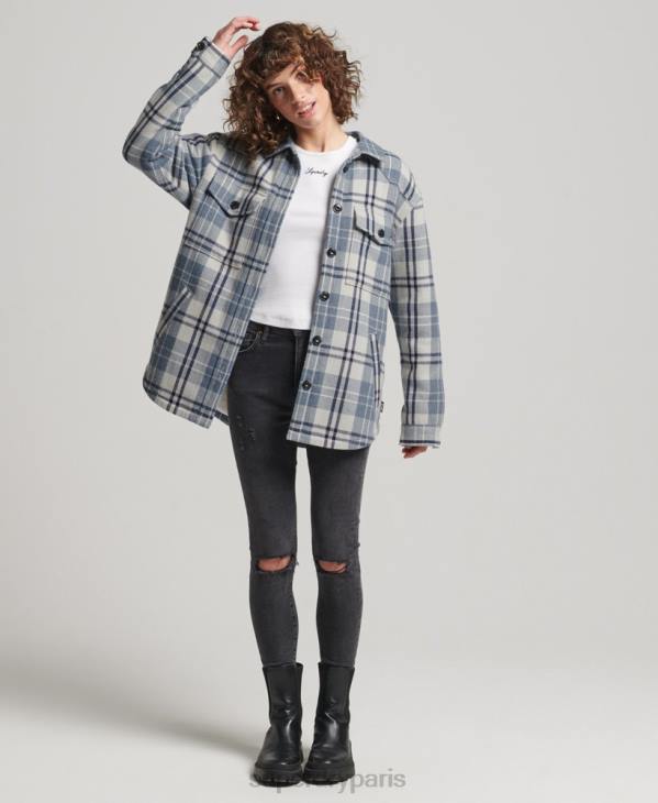 Superdry femmes surchemise à carreaux en flanelle borg D64Z2898 vêtements bleu