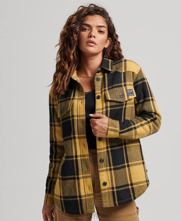 Superdry femmes surchemise à carreaux en flanelle borg D64Z2927 vêtements or