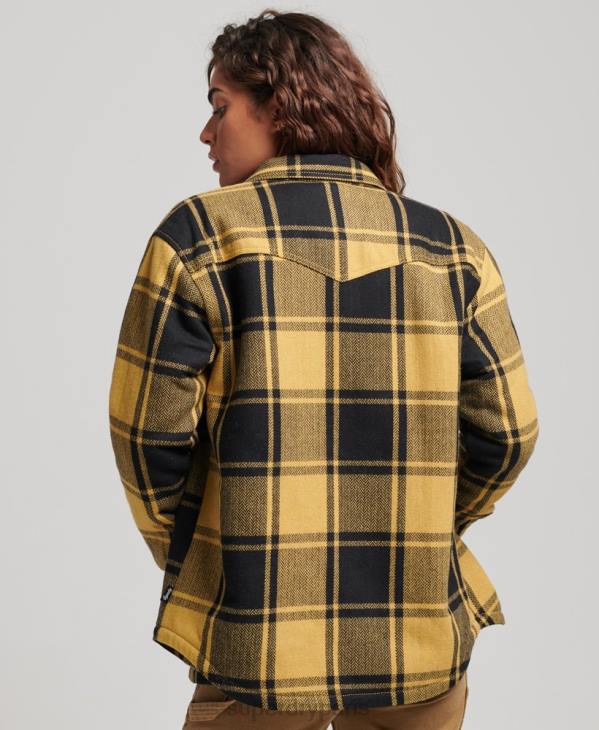 Superdry femmes surchemise à carreaux en flanelle borg D64Z2927 vêtements or