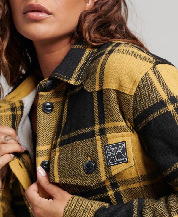 Superdry femmes surchemise à carreaux en flanelle borg D64Z2927 vêtements or