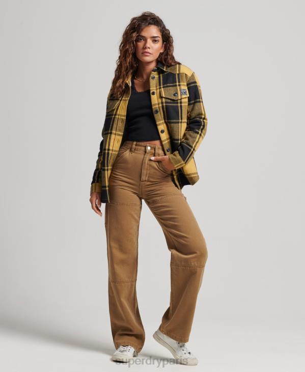 Superdry femmes surchemise à carreaux en flanelle borg D64Z2927 vêtements or