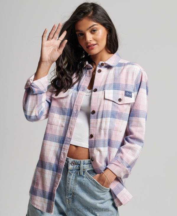 Superdry femmes surchemise à carreaux vintage D64Z1958 vêtements rose
