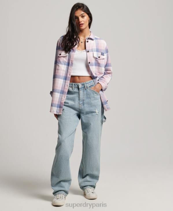 Superdry femmes surchemise à carreaux vintage D64Z1958 vêtements rose