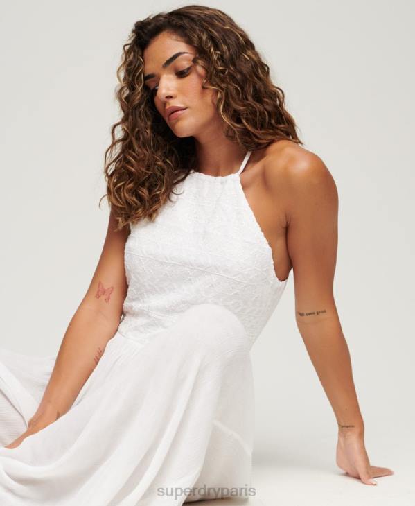 Superdry femmes combinaison brodée D64Z2040 vêtements blanc