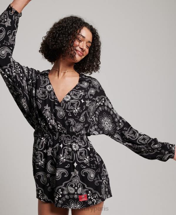 Superdry femmes combinaison de plage vintage D64Z4093 vêtements noir