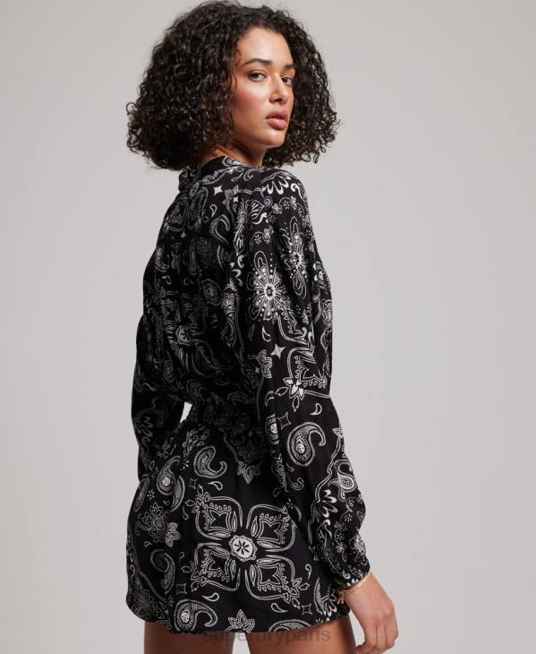 Superdry femmes combinaison de plage vintage D64Z4093 vêtements noir