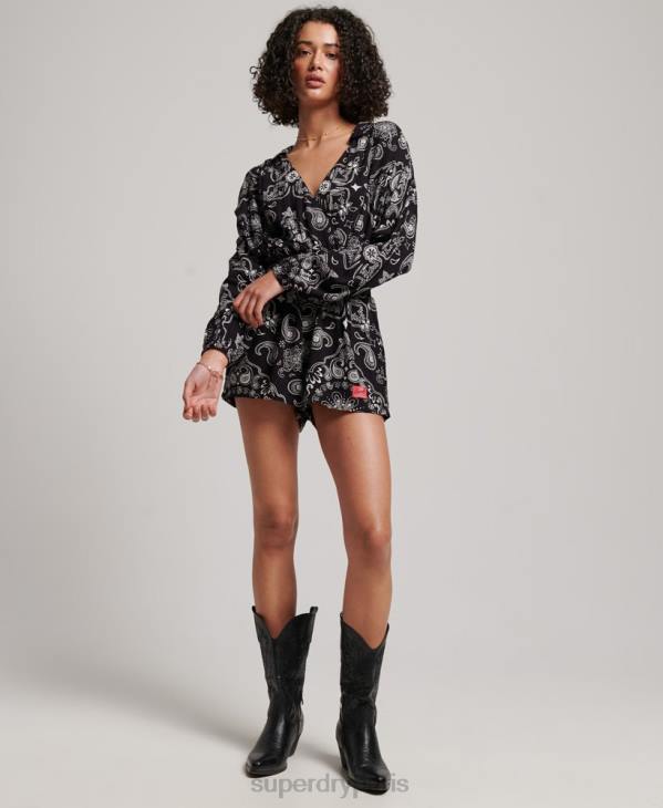 Superdry femmes combinaison de plage vintage D64Z4093 vêtements noir
