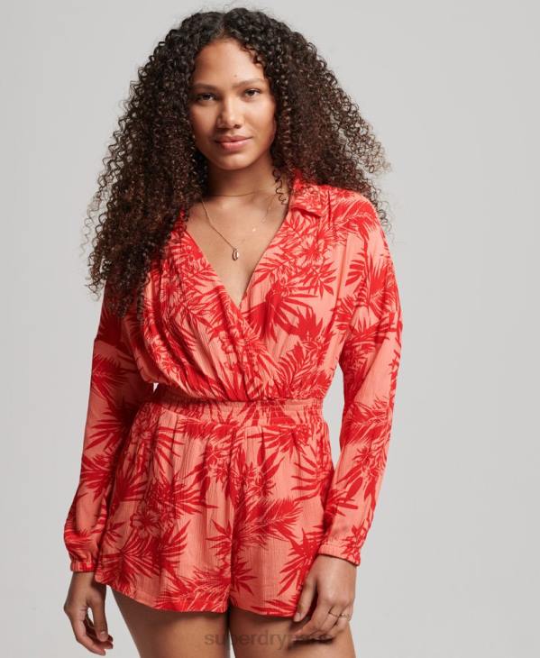 Superdry femmes combinaison de plage vintage D64Z4097 vêtements corail
