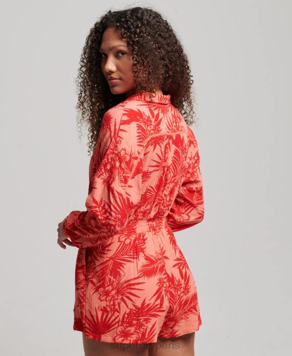 Superdry femmes combinaison de plage vintage D64Z4097 vêtements corail