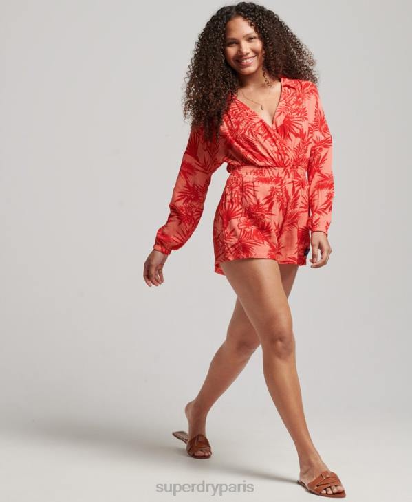 Superdry femmes combinaison de plage vintage D64Z4097 vêtements corail