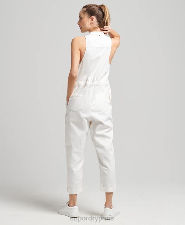 Superdry femmes combinaison sans manches en tencel D64Z4105 vêtements blanc