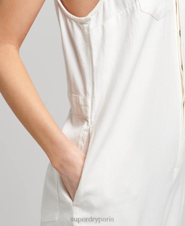 Superdry femmes combinaison sans manches en tencel D64Z4105 vêtements blanc
