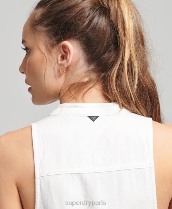 Superdry femmes combinaison sans manches en tencel D64Z4105 vêtements blanc
