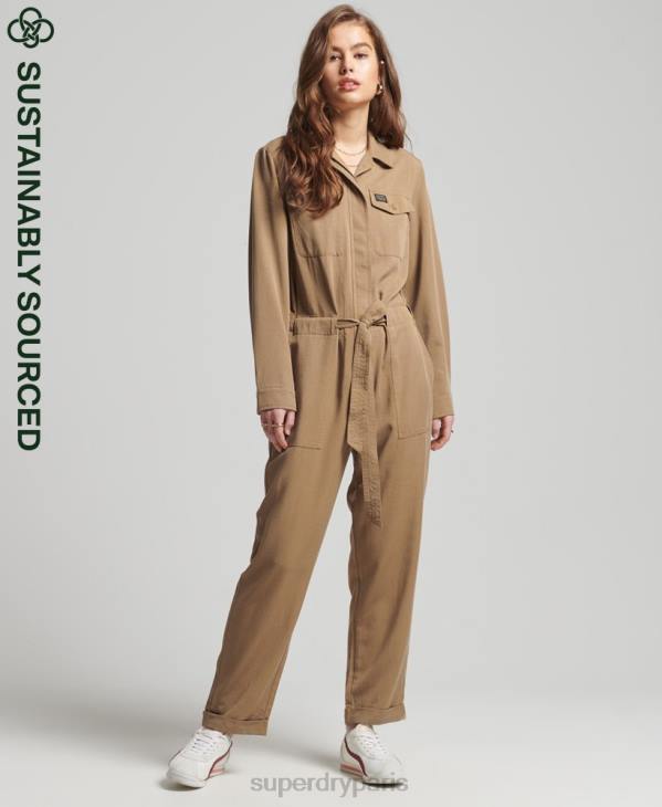 Superdry femmes combinaison vintage tissée en tencel D64Z2295 vêtements brun