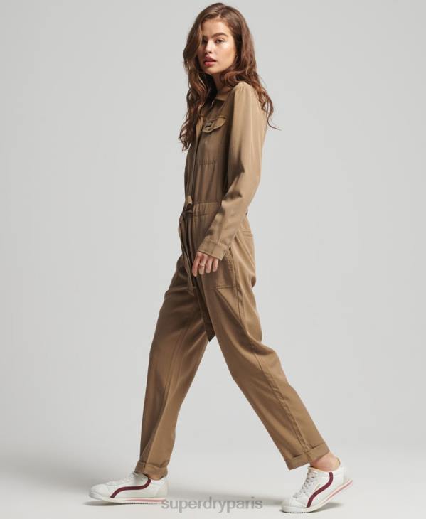 Superdry femmes combinaison vintage tissée en tencel D64Z2295 vêtements brun