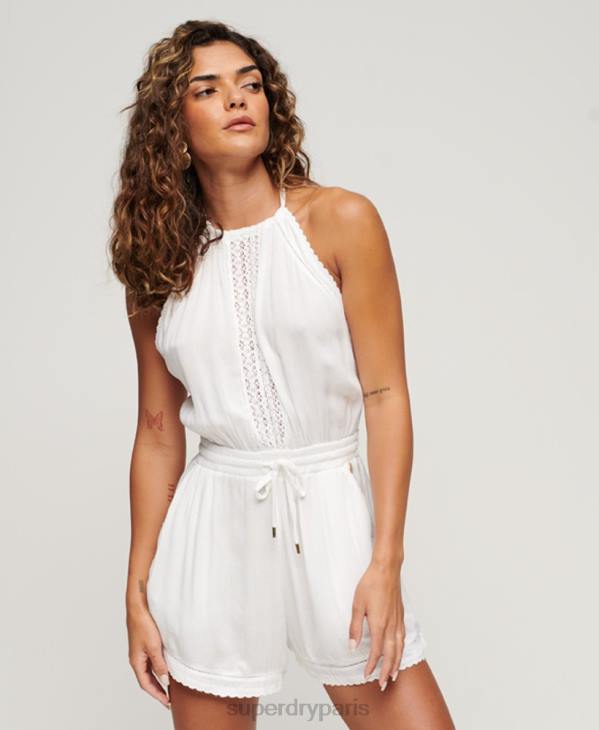 Superdry femmes combishort à encolure dégagée D64Z2089 vêtements blanc