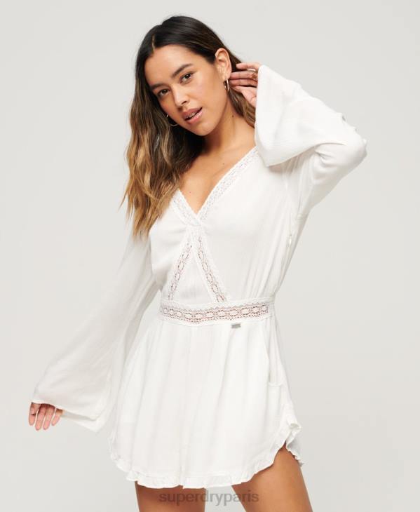 Superdry femmes combishort à manches évasées D64Z2021 vêtements crème