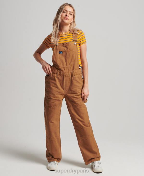 Superdry femmes salopette charpentier vintage D64Z4094 vêtements brun