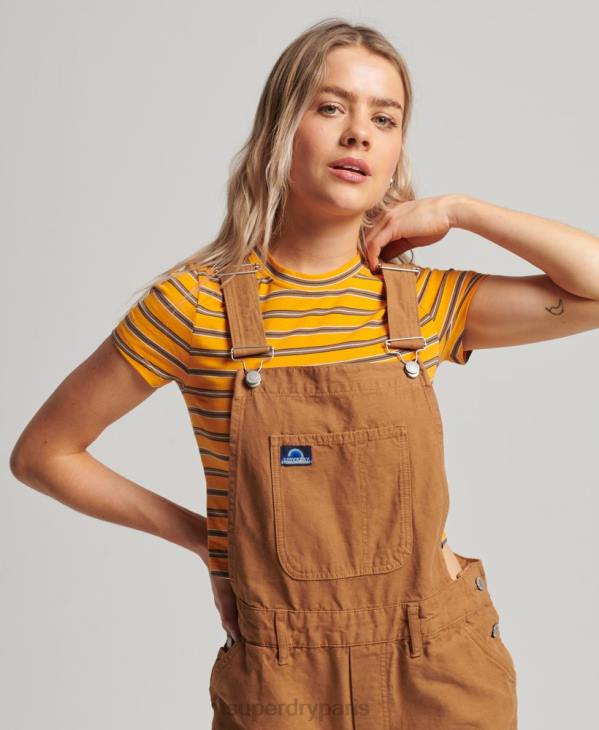 Superdry femmes salopette charpentier vintage D64Z4094 vêtements brun