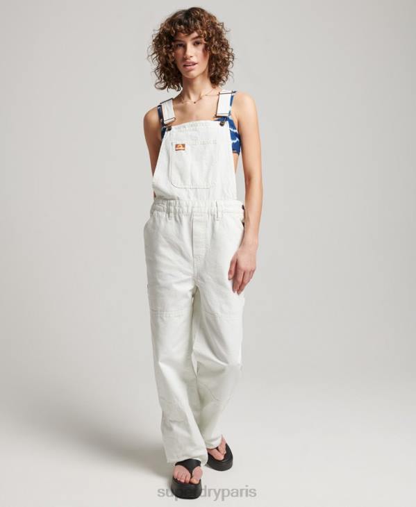 Superdry femmes salopette charpentier vintage D64Z4096 vêtements crème