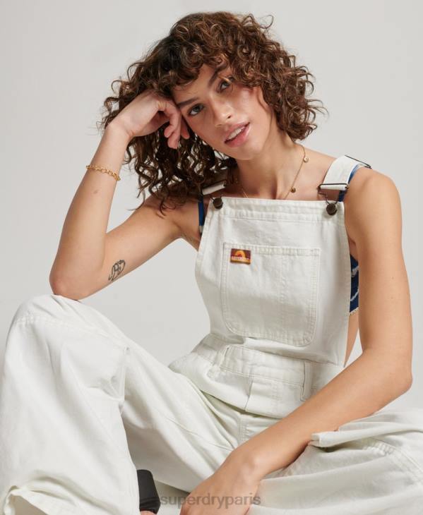 Superdry femmes salopette charpentier vintage D64Z4096 vêtements crème
