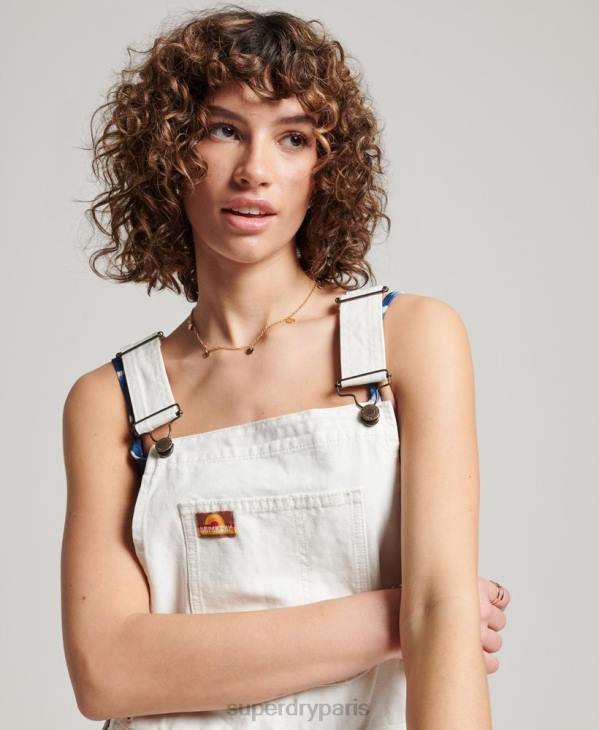 Superdry femmes salopette charpentier vintage D64Z4096 vêtements crème