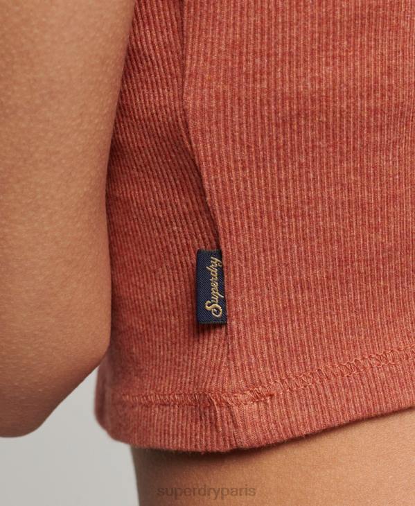 Superdry femmes caraco bordé de dentelle côtelée D64Z1968 vêtements orange