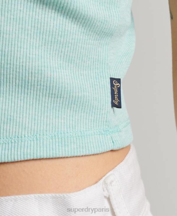 Superdry femmes caraco bordé de dentelle côtelée D64Z2325 vêtements vert