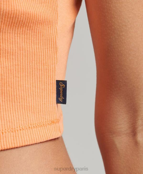 Superdry femmes caraco bordé de dentelle côtelée D64Z2329 vêtements orange
