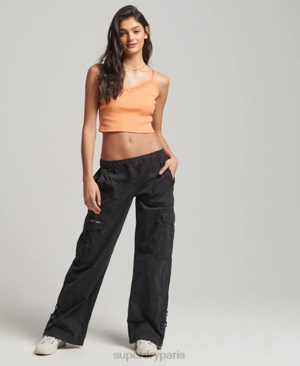 Superdry femmes caraco bordé de dentelle côtelée D64Z2329 vêtements orange