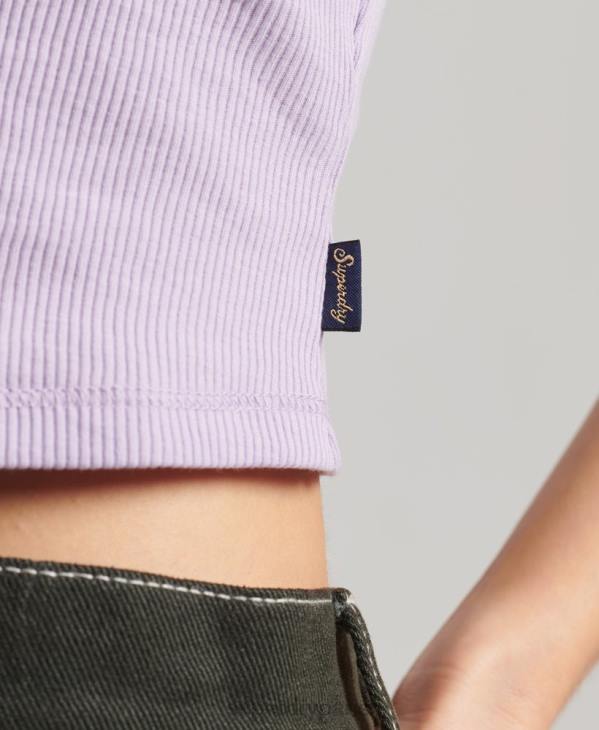 Superdry femmes caraco bordé de dentelle côtelée D64Z2337 vêtements violet